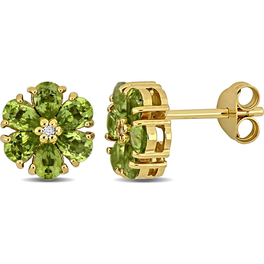Delmar Semiprecious Stone & White Topaz Floral Stud Earrings In Green