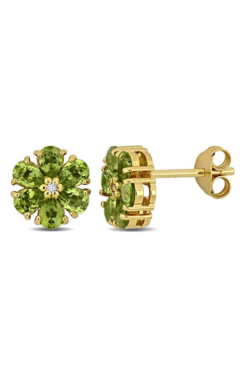 Delmar Semiprecious Stone & White Topaz Floral Stud Earrings In Green