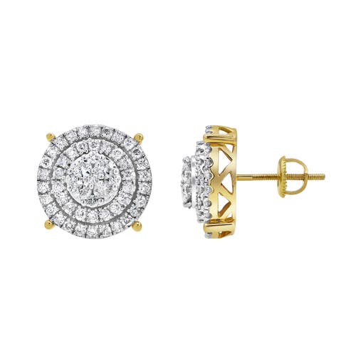 Luvmyjewelry Vegas Baller 14k Yellow Gold Diamond Stud Earrings In 14k Yellow Gold