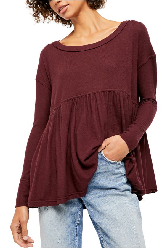 Free People Forever Your Girl Drape Tee In Garnet Empress