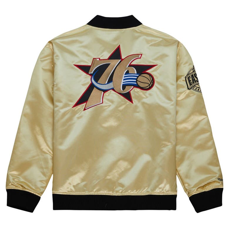 Shop Mitchell & Ness Gold Philadelphia 76ers Team Og 2.0 Vintage Logo Satin Full-zip Jacket