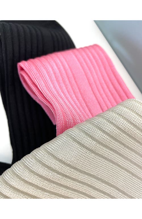 Shop Stems Assorted 3-pack Silky Rib Crew Socks In Ivory/black/pink