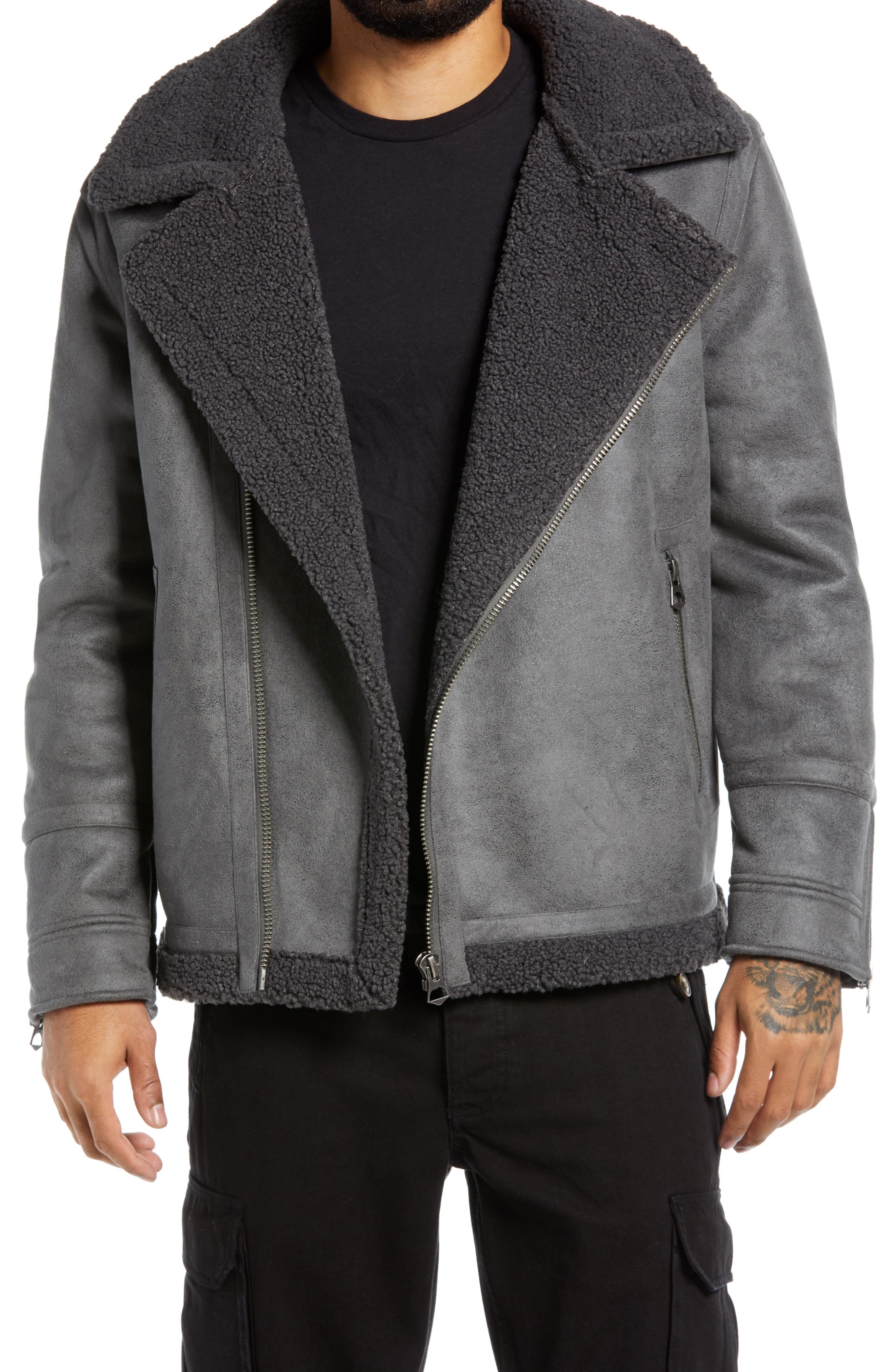 Faux shearling biker jacket Clearance