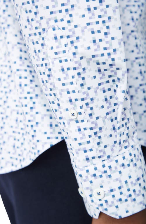 Shop Bugatchi James Ooohcotton® Pixel Check Print Button-up Shirt In White