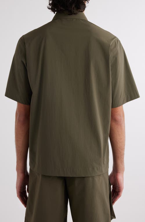 Shop Givenchy Oversize Two-pocket Short Sleeve Button-up Shirt In Khaki