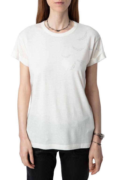 ZADIG & VOLTAIRE ZADIG & VOLTAIRE ANYA RAIN STRASS WINGS EMBELLISHED GRAPHIC T-SHIRT 