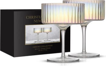 JoyJolt Christian Siriano Chroma Iridescent Champagne Flute Glasses - Iridescent