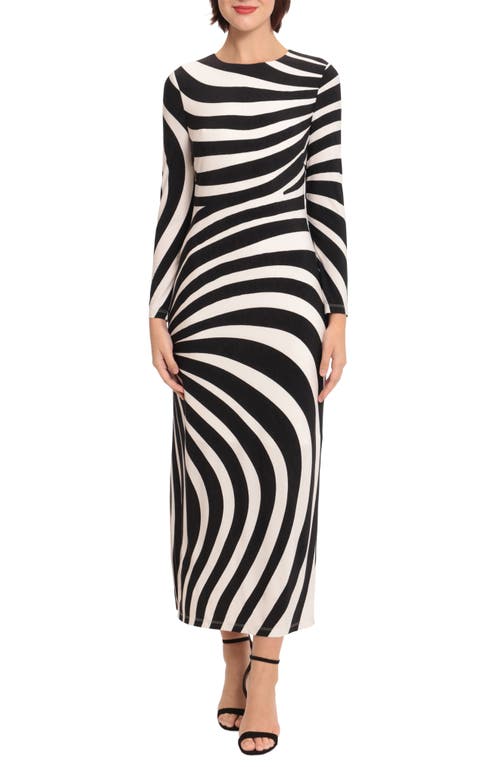 DONNA MORGAN FOR MAGGY Stripe Long Sleeve Maxi Dress in Ivory/Black