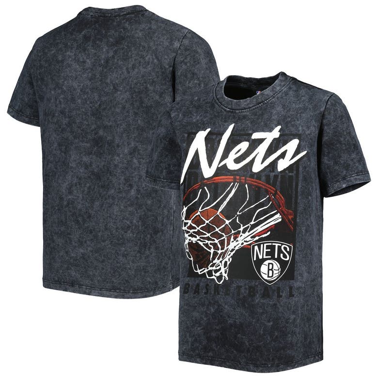 Outerstuff Kids' Youth Black Brooklyn Nets Mineral Wash Headliner T-shirt