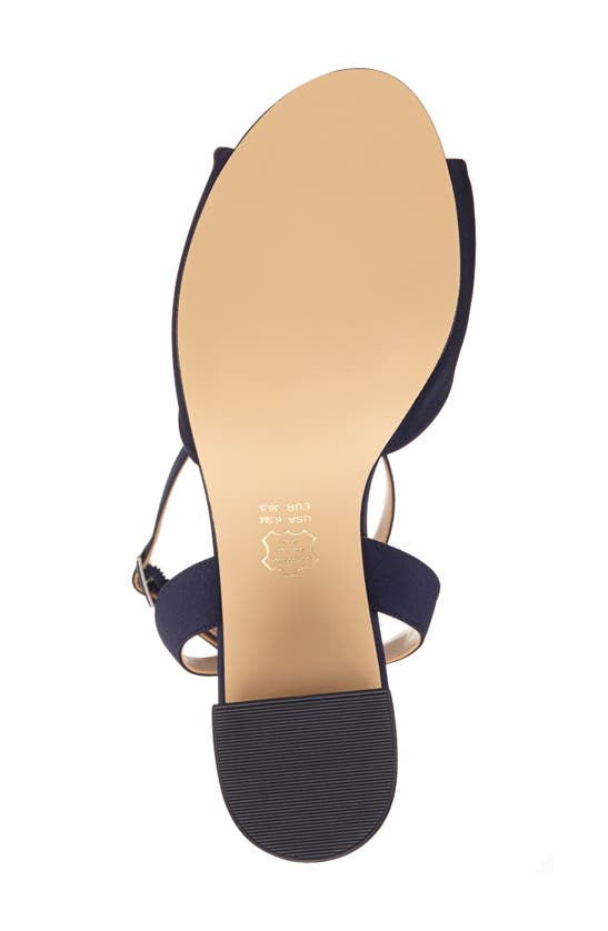 Nina Nigella Glitter Ankle Wrap Sandal In New Navy Luster Satin