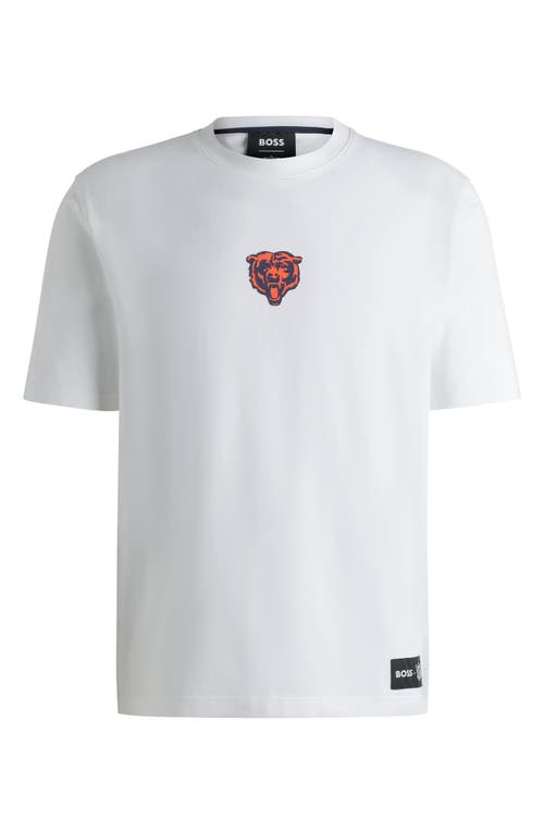 Shop Hugo Boss Boss X Nfl Stretch Cotton Graphic T-shirt In Chicago Bears - White