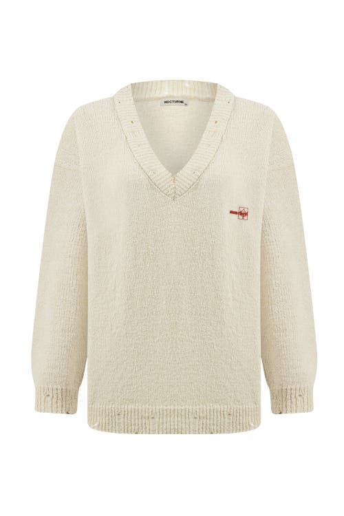 Shop Nocturne V-neck Knit Sweater In Ivory