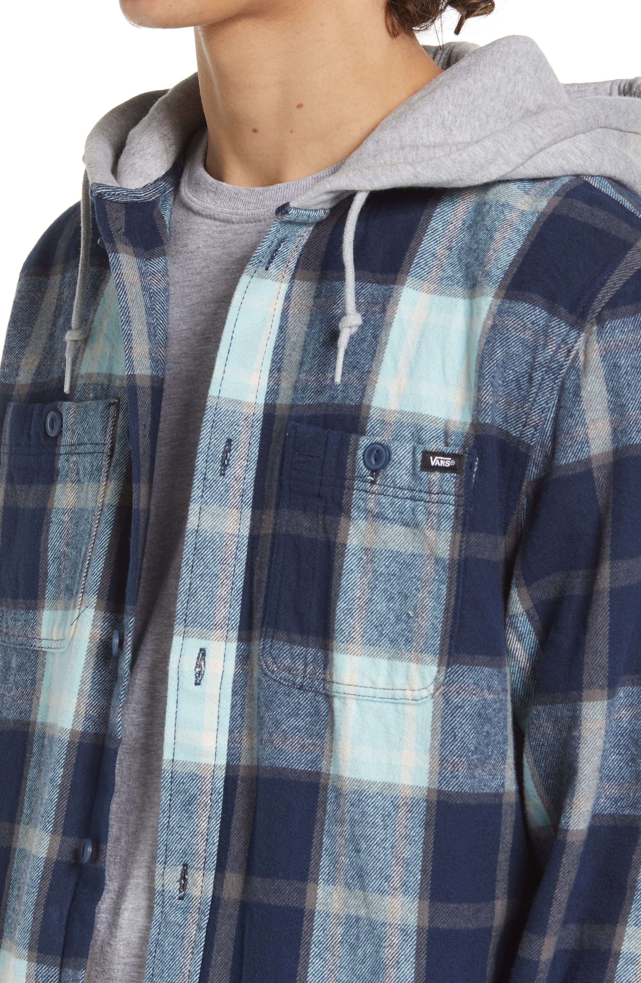 vans men's flannel hooded shirts & tops