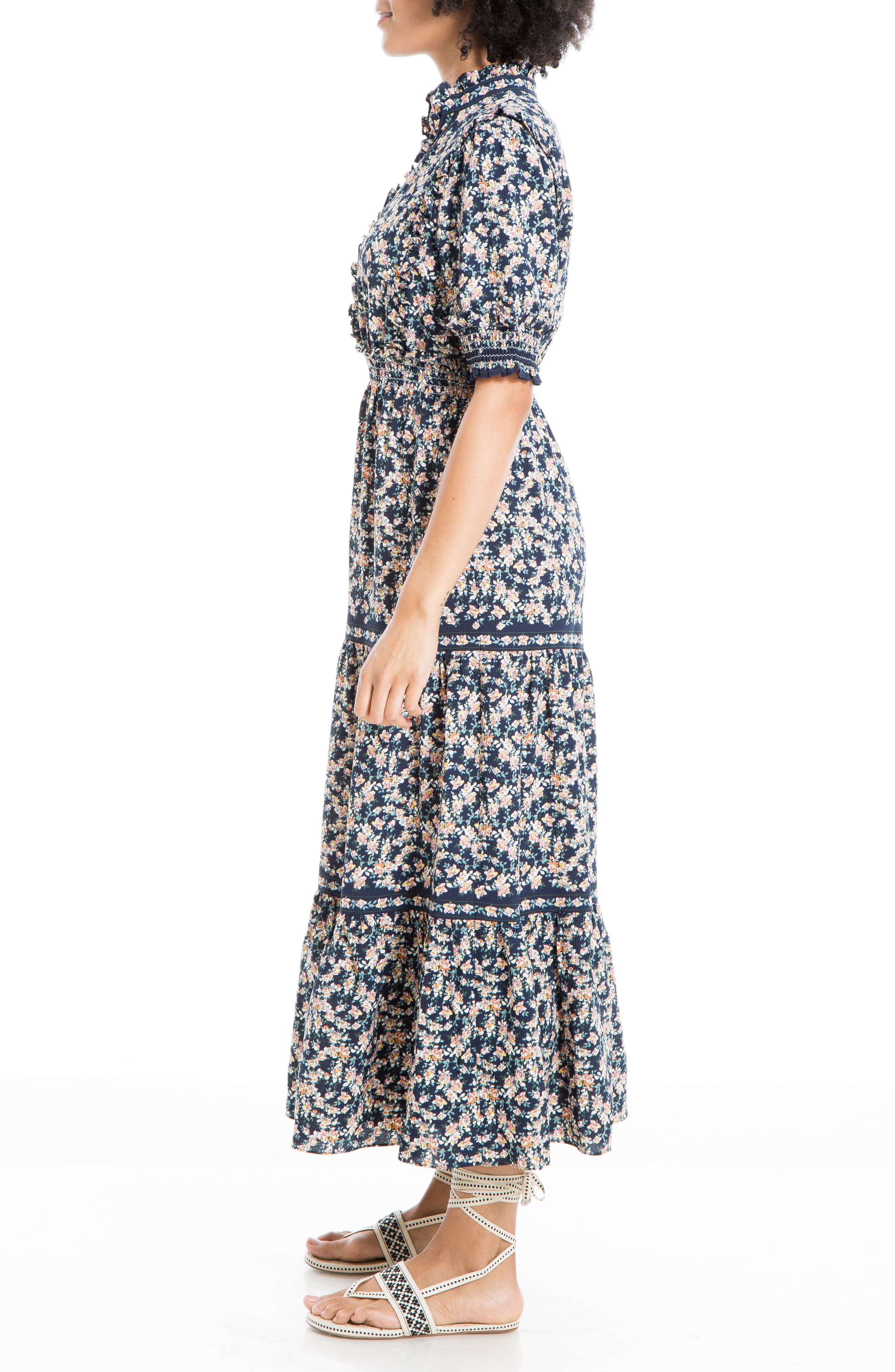 STATIC RUFFLED ARCHED MAXI DRESS