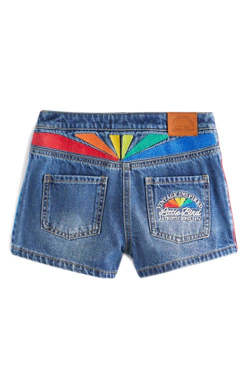 Shop Little Bird Kids' Rainbow Embroidered Denim Skort In Blue