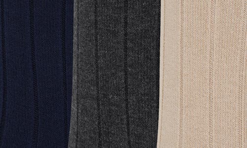 Brooks Brothers 3-pack Ribbed Crew Socks In Taupe