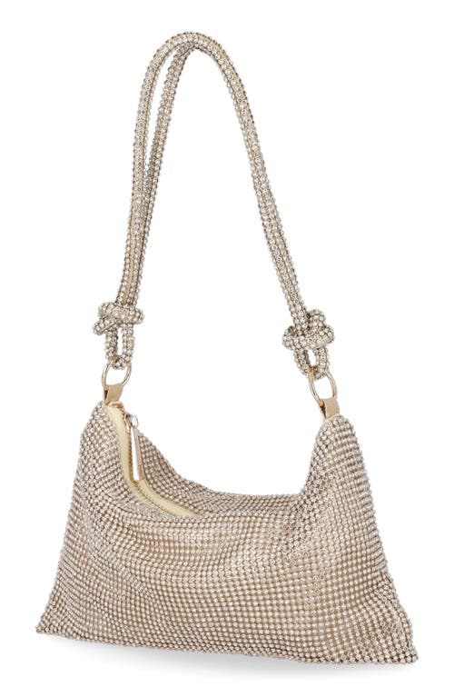 Shop Jessica Mcclintock Dolly Crystal Mesh Shoulder Bag In Light Gold/light Gold