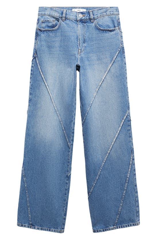 Shop Mango Rossi Seamed Straight Leg Jeans In Medium Blue