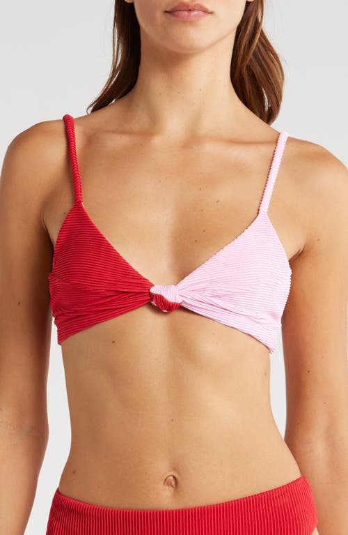 Shop Farm Rio Knotted Bikini Top In Pink And Red