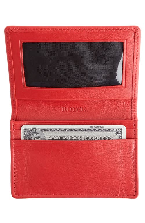 Royce New York Leather Card Case In Red- Deboss