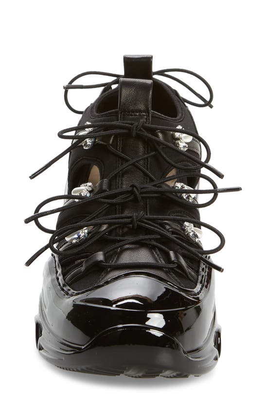 Shop Simone Rocha Beaded Classic Tracker Sneaker In Black Nappa/ Pearl/ Clear