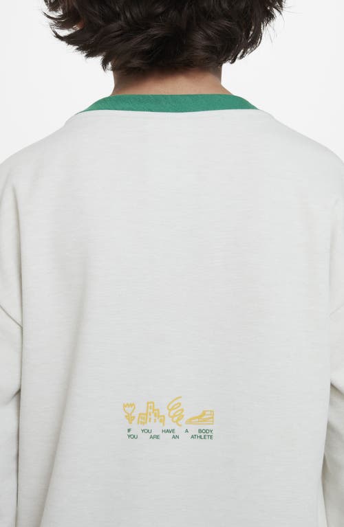 Shop Nike Kids' Dri-fit Crewneck Sweatshirt In Bone/malachite/yellow