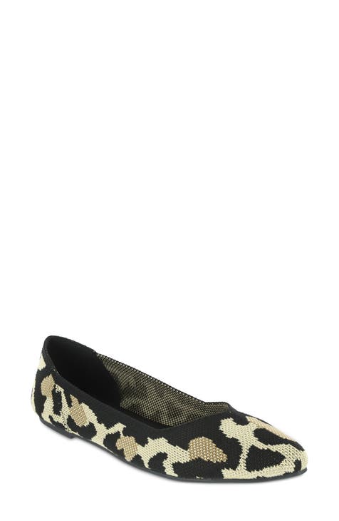 MIA Shoes Womens Size 8.5 Kerri Leopard Print Flex Pointed Toe Flats 