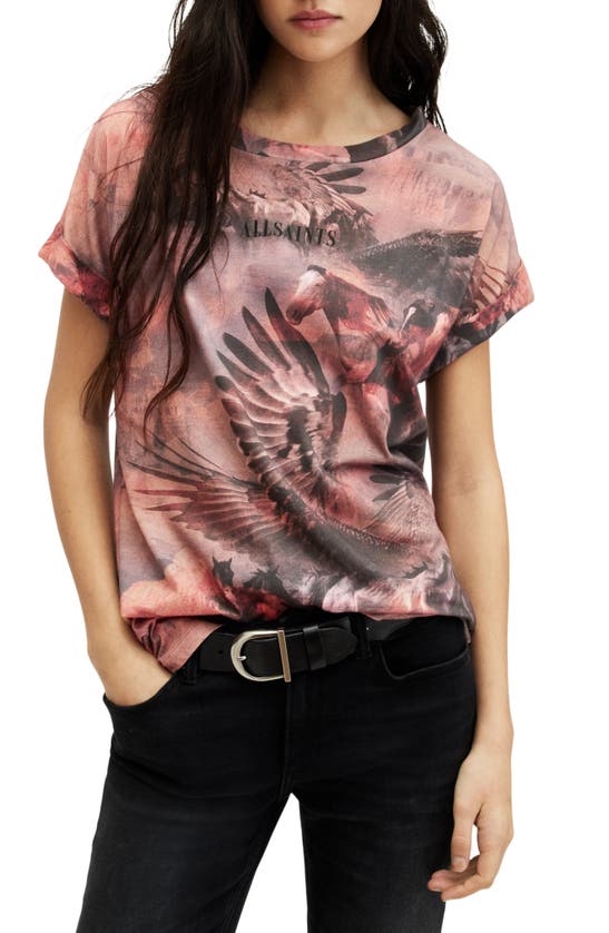 Shop Allsaints Colco Imo Cotton Graphic T-shirt In Canyon Purple