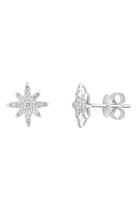 Sterling Silver Diamond Burst Stud Earrings - 0.34 ctw
