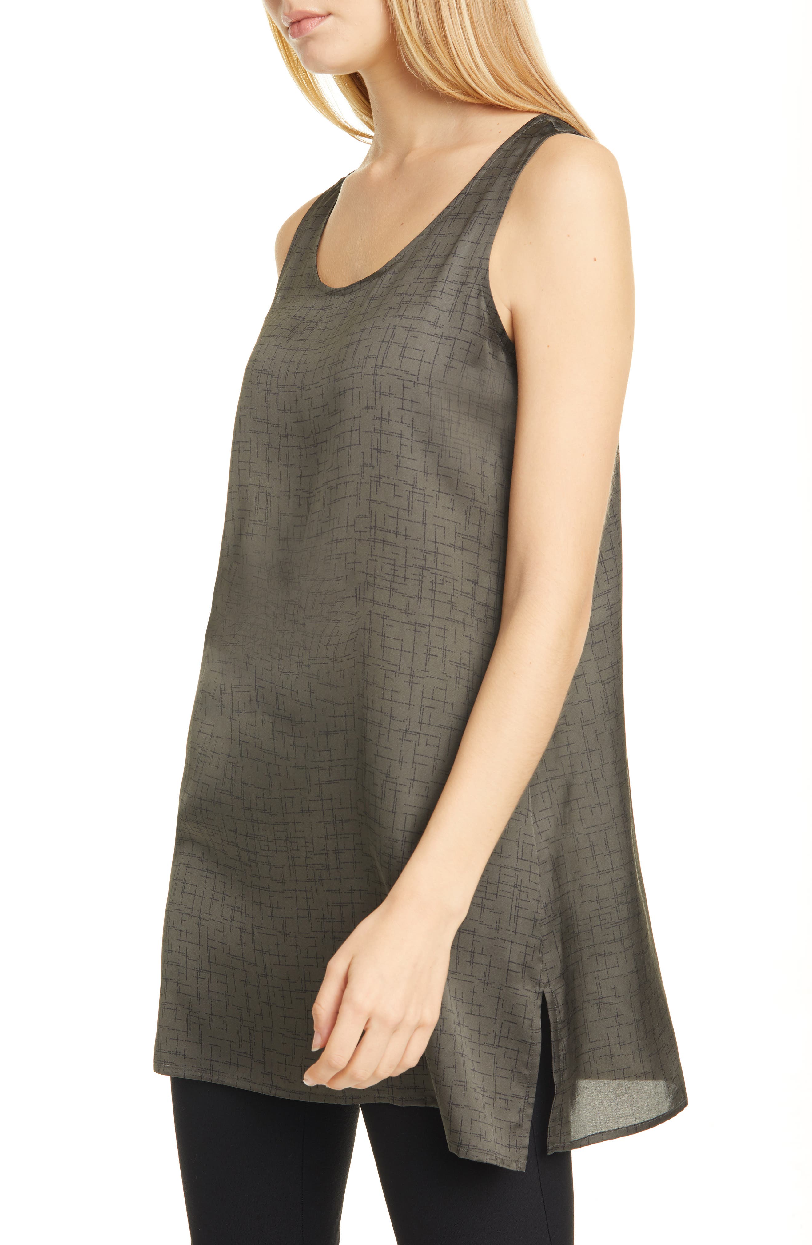 eileen fisher black silk top