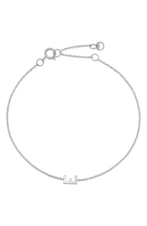 BYCHARI Initial Pendant Bracelet in 14K White Gold-E at Nordstrom