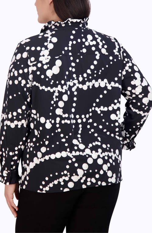 Shop Foxcroft Mia Pearly Print Jersey Shirt In Black/white