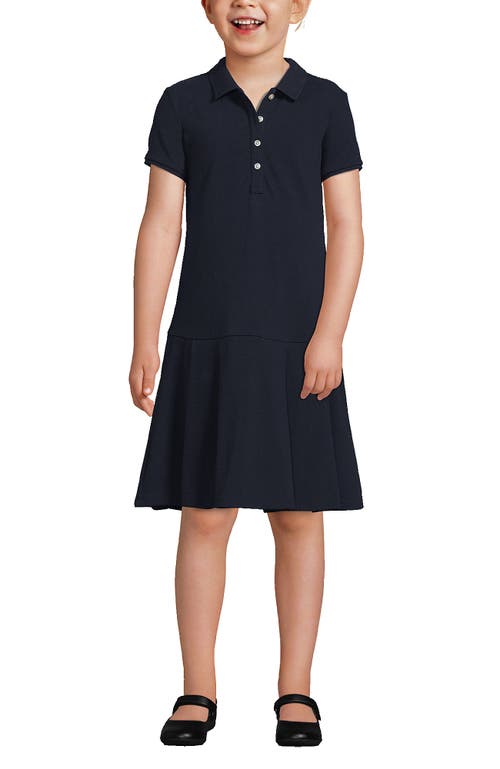 Shop Lands' End School Uniform Girls Plus Short Sleeve Mesh Pleated Polo Dress In Classic Navy