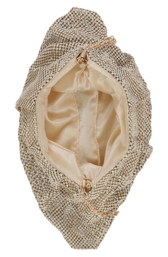 Shop Jessica Mcclintock Francis Crystal Drape Clutch In Light Gold