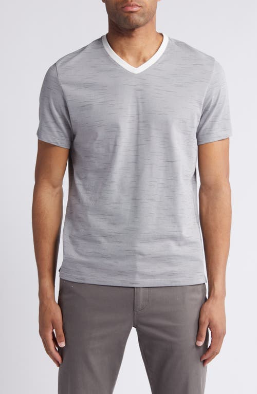 Brewer Slim Fit Cotton V-Neck T-Shirt in Grey