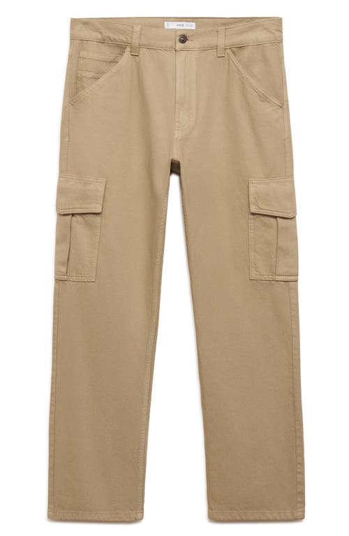 Mango Regular Fit Cargo Jeans In Khaki