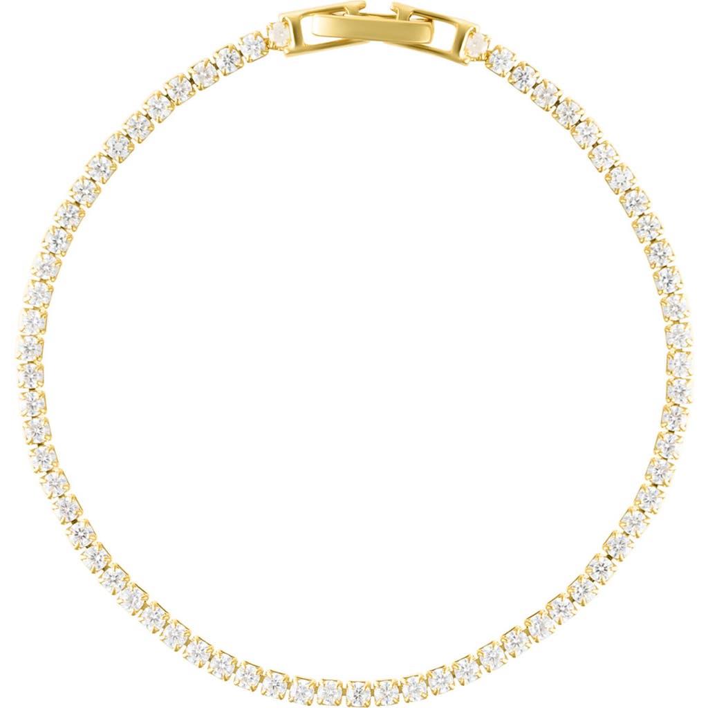 Adornia 14k Plated 7 Micro Tennis Bracelet In Gold