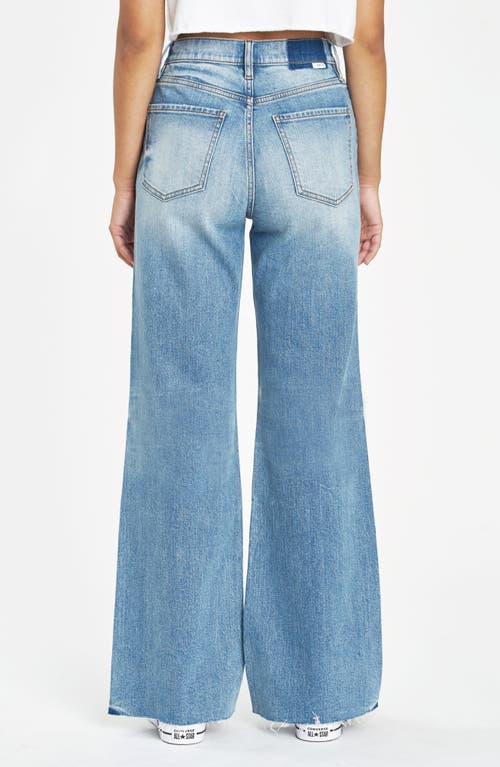 Shop Daze Far Out High Waist Raw Hem Wide Leg Jeans In Fools Gold