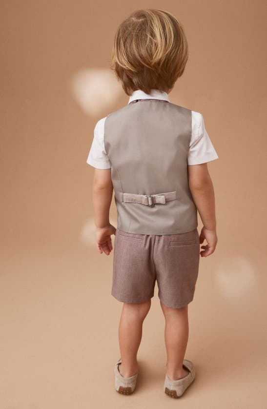 Shop Next Kids' Button-up Shirt, Vest, Bow Tie & Shorts Set In Natural