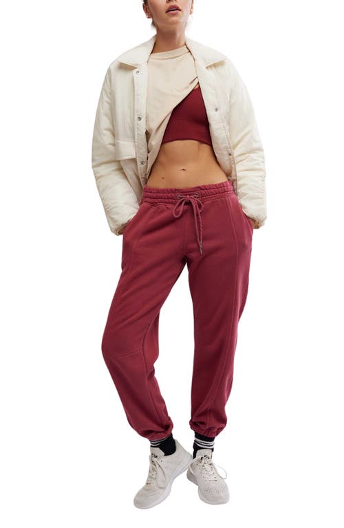 Shop Free People Sprint To The Finish Seamed Sweatpants In Sour Cherry