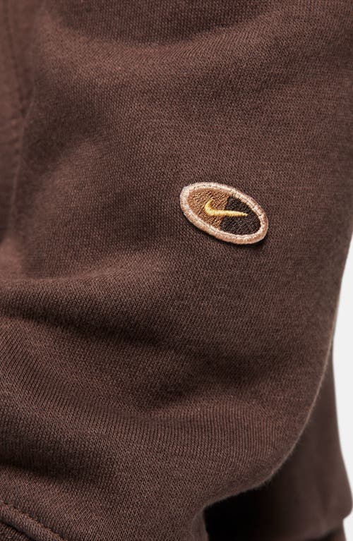 Shop Nike Sportswear Club Embroidered Crewneck Sweatshirt In Baroque Brown/ale Brown