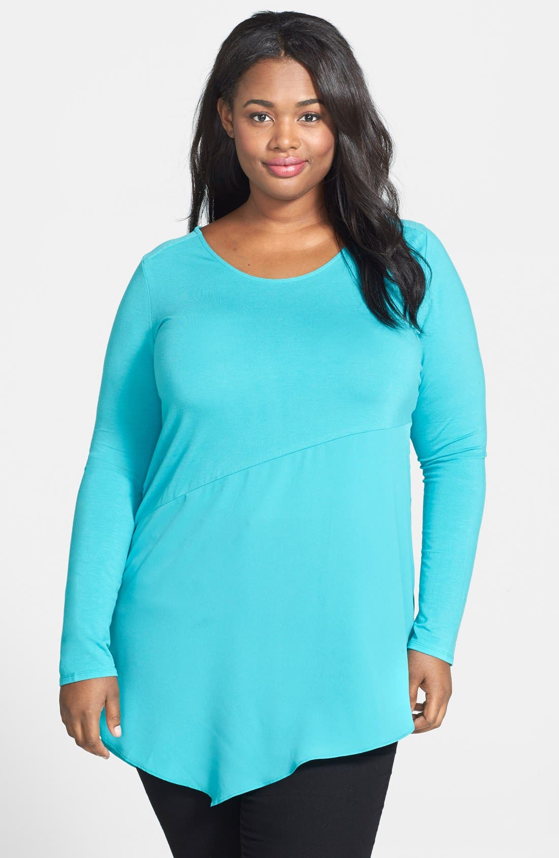 DKNYC Mixed Media Asymmetrical Top (Plus Size) Nordstrom