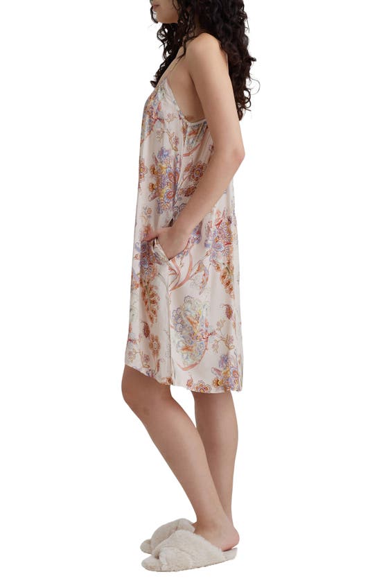 Shop Papinelle Coco Floral Strappy Sateen Nightgown In Cream