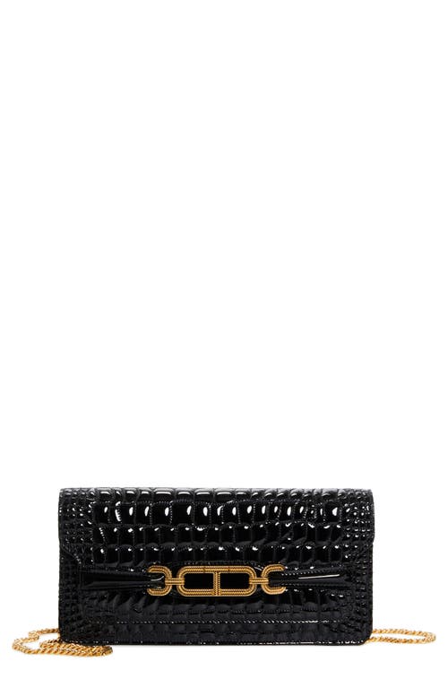 TOM FORD Small Whitney Croc Embossed Patent Leather Shoulder Bag in Black at Nordstrom