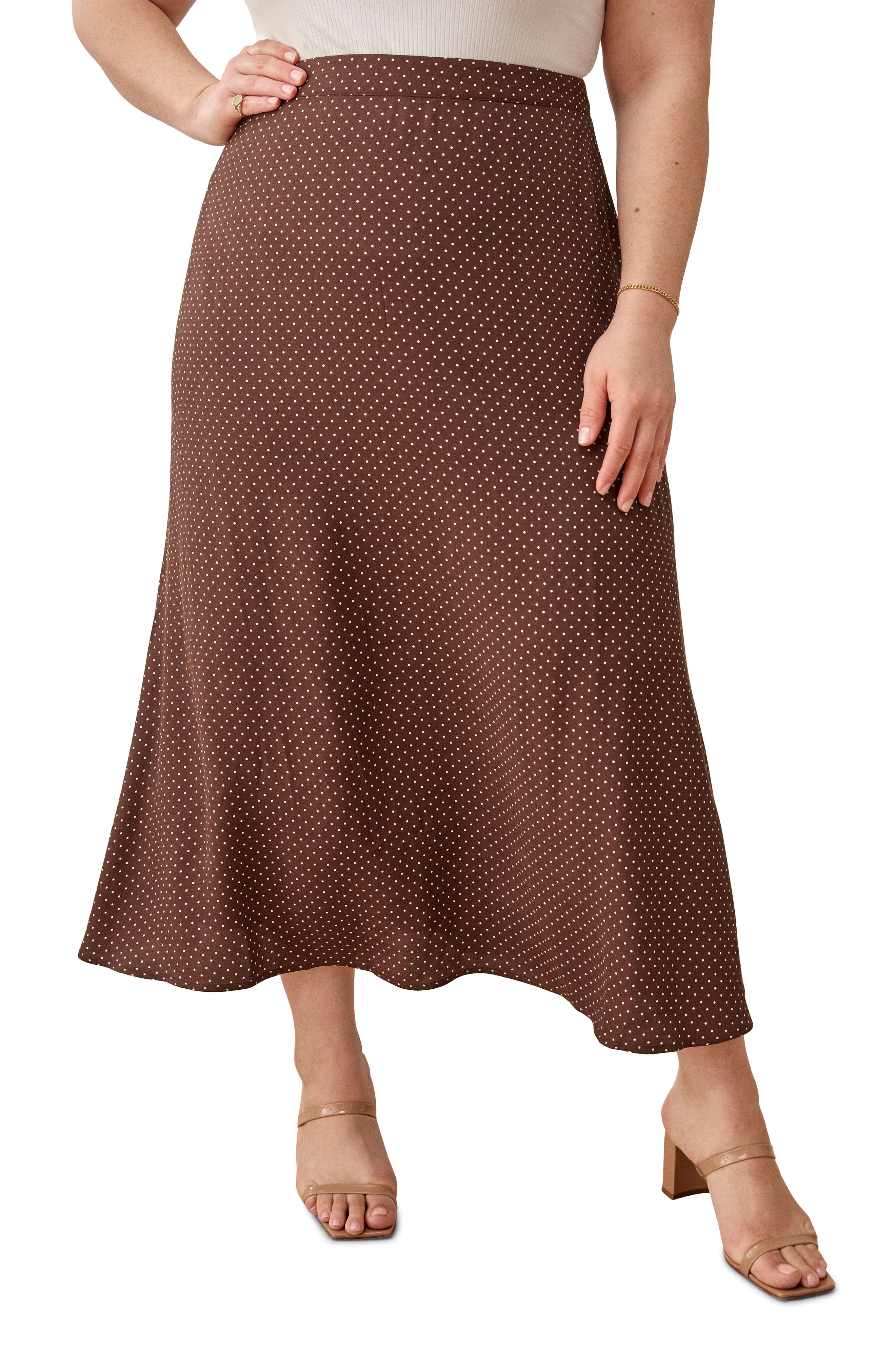 Reformation Bea Midi Skirt in Truffle at Nordstrom, Size 14W