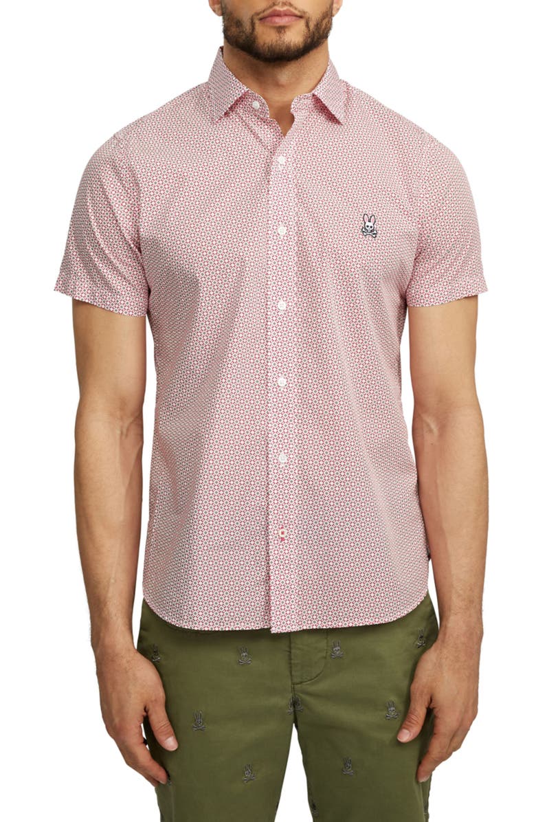 Psycho Bunny Dovestone Short Sleeve Button-Up Shirt | Nordstrom