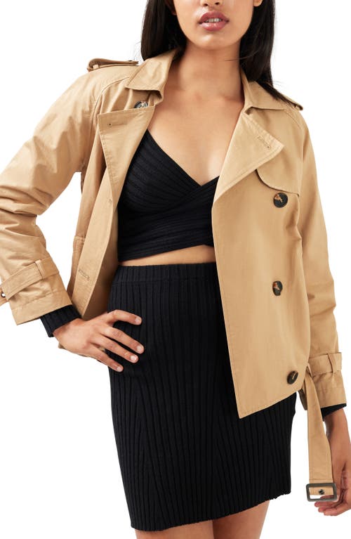 Belle & Bloom Cool Nights Cropped Trench Coat In Khaki