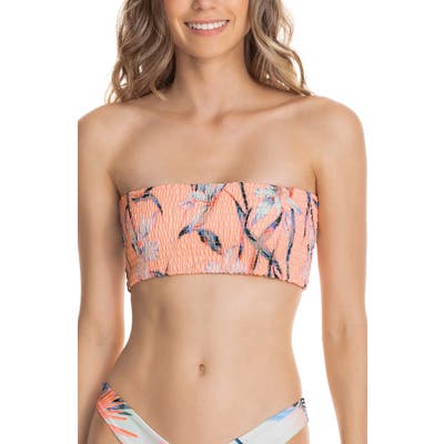 Maaji Redwood Apricot Reversible Bandeau Bikini Top, Coral