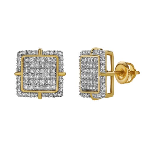 Luvmyjewelry Lembrar 10k Yellow Gold Diamond Unisex Earrings In 10k Yellow Gold