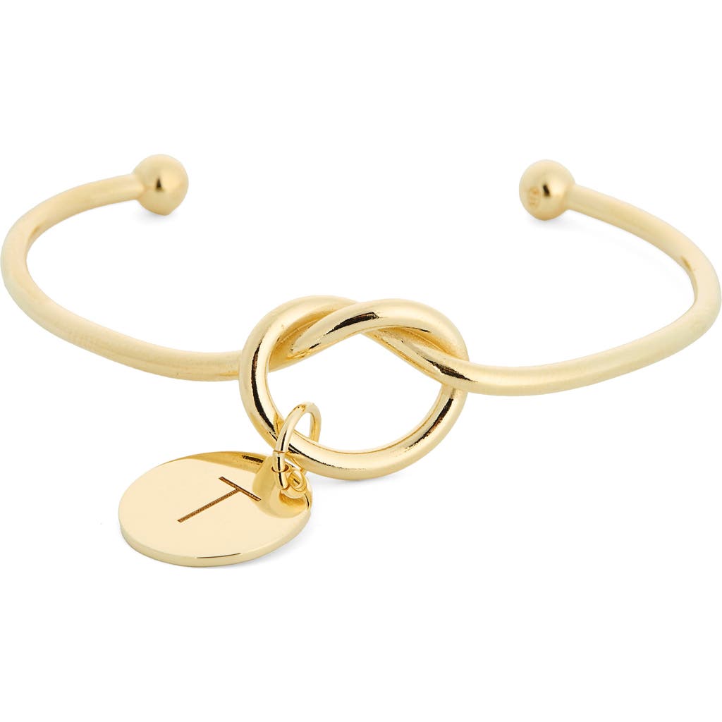 Meshmerise Love Knot Initial Bracelet In Yellow-t